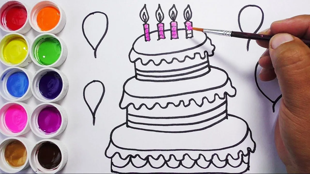 Como Dibujar y Colorear Una Torta de Cumpleaños - Dibujos Para Niños -  FunKeep - YouTube