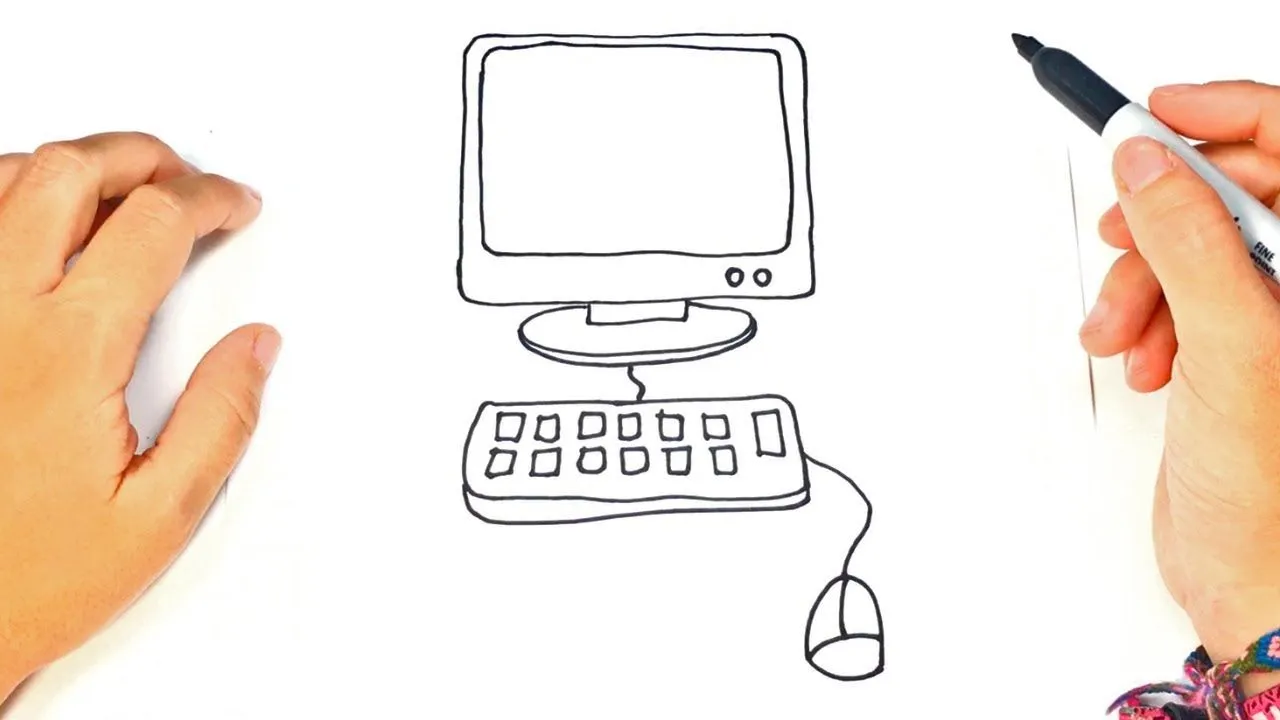 Cómo dibujar una Computadora paso a paso | Dibujo fácil de PC - YouTube