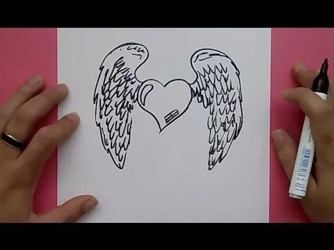 Como dibujar un corazon con alas paso a paso 3 | How to draw a ...