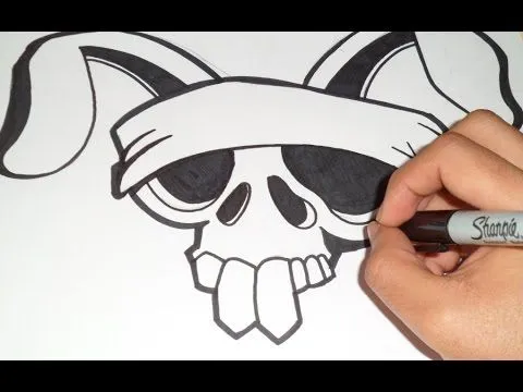 cómo dibujar un craneo de conejo Graffiti | Wizard art - | ZaXx ...