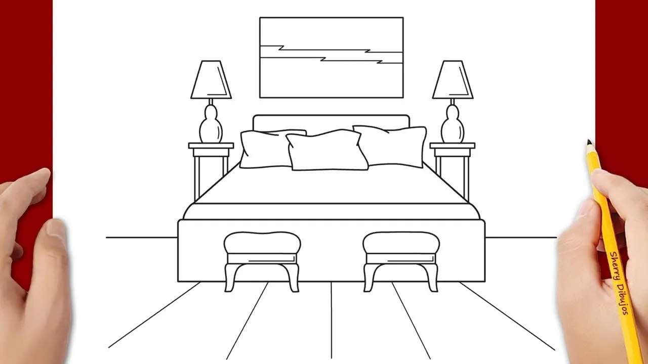 Cómo dibujar un dormitorio - YouTube