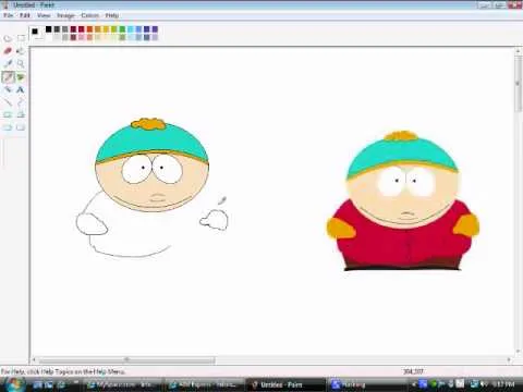 Como dibujar a Erc Cartman en Paint | South Park 25 Como dibujar a Erc Cartman en Paint | South Park 25
