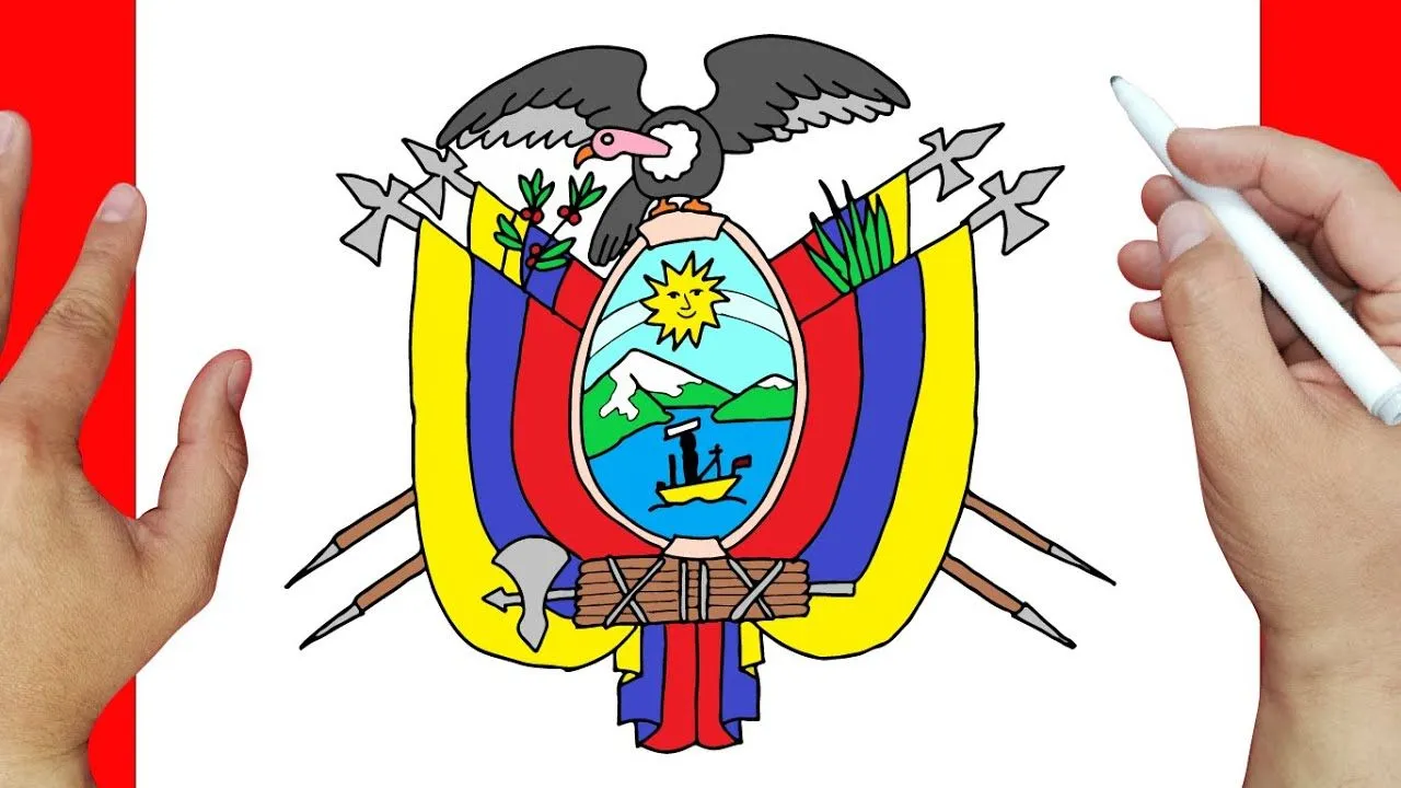 como dibujar el escudo de Ecuador | Dibujos fáciles - YouTube