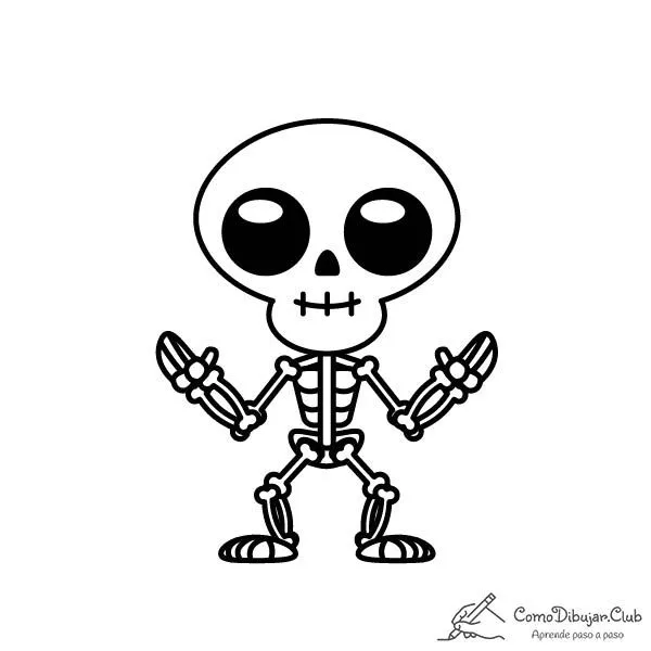 Cómo dibujar un Esqueleto de Halloween Kawaii ✍ | COMODIBUJAR.CLUB