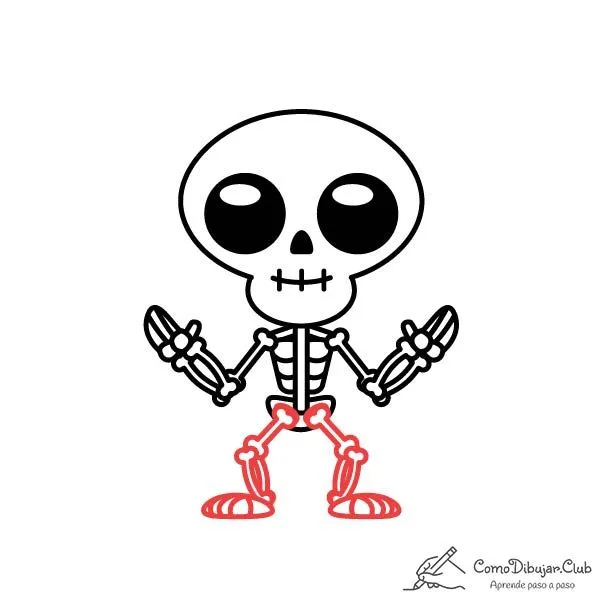 Cómo dibujar un Esqueleto de Halloween Kawaii ✍ | COMODIBUJAR.CLUB