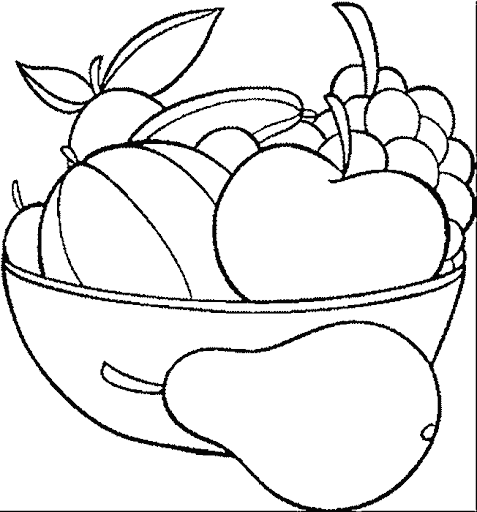 Un frutero con frutas para colorear - Imagui