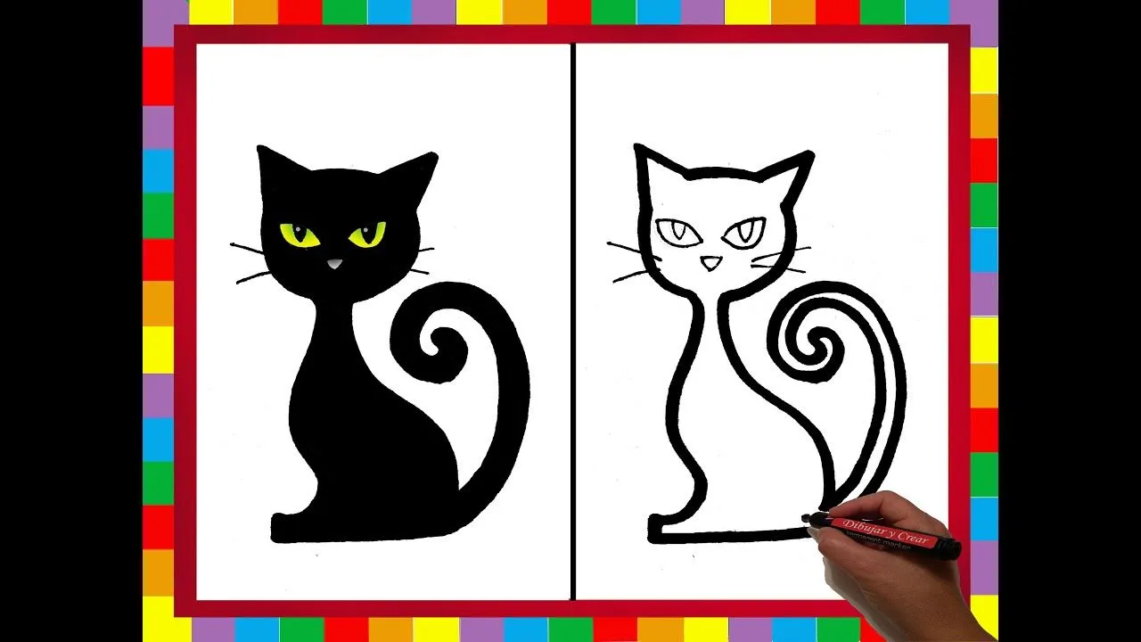 Como Dibujar un Gato Negro / How to draw a black cat ...