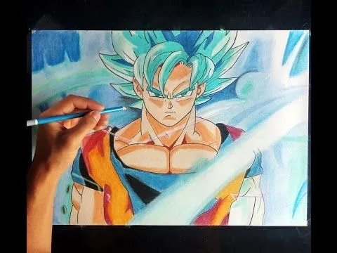 Cómo dibujar a Goku SSJ en Fase DIOS azul | How to draw goku blue ...