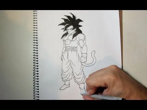 Cómo dibujar a Goku ssj4 de cuerpo entero paso a paso - YouTube