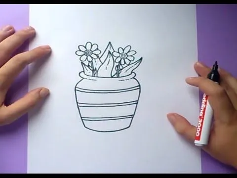 Como dibujar un jarron con flores paso a paso | How to draw one ...