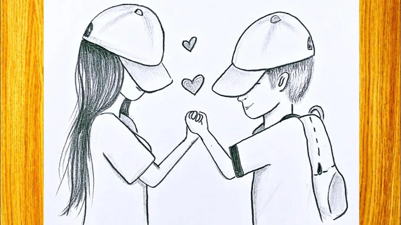 Como dibujar dos jóvenes enamorados / Mejores amigos dibujados paso a paso  / Dibujos fáciles a lápiz - YouTube