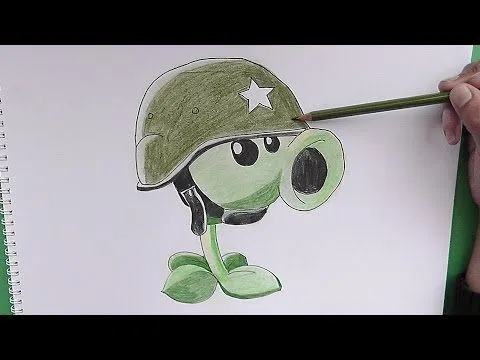 Como dibujar a Lanzaguisantes soldado (Plantas vs Zombies) - How ...