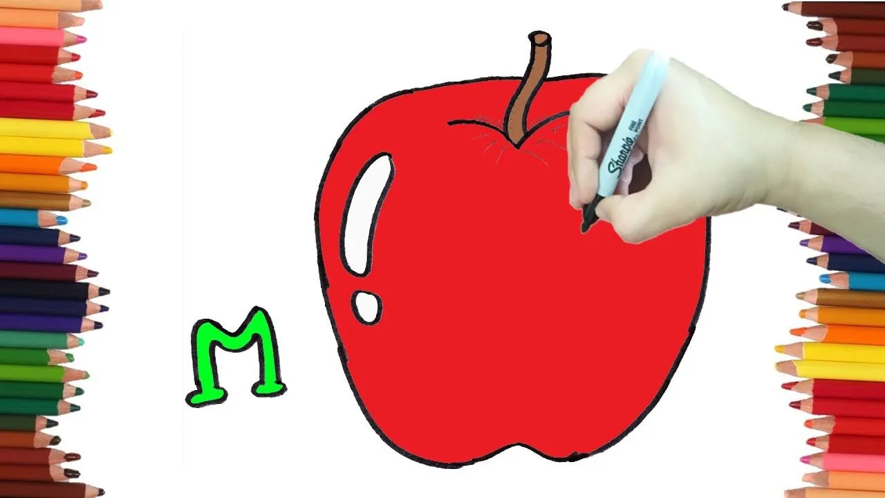 Como Dibujar una MANZANA - Dibujos con la letra M paso a paso y muy Fácil -  YouTube