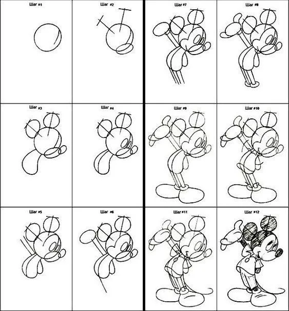 Cómo dibujar a mickey mouse para niños paso a paso | Cosas para ...