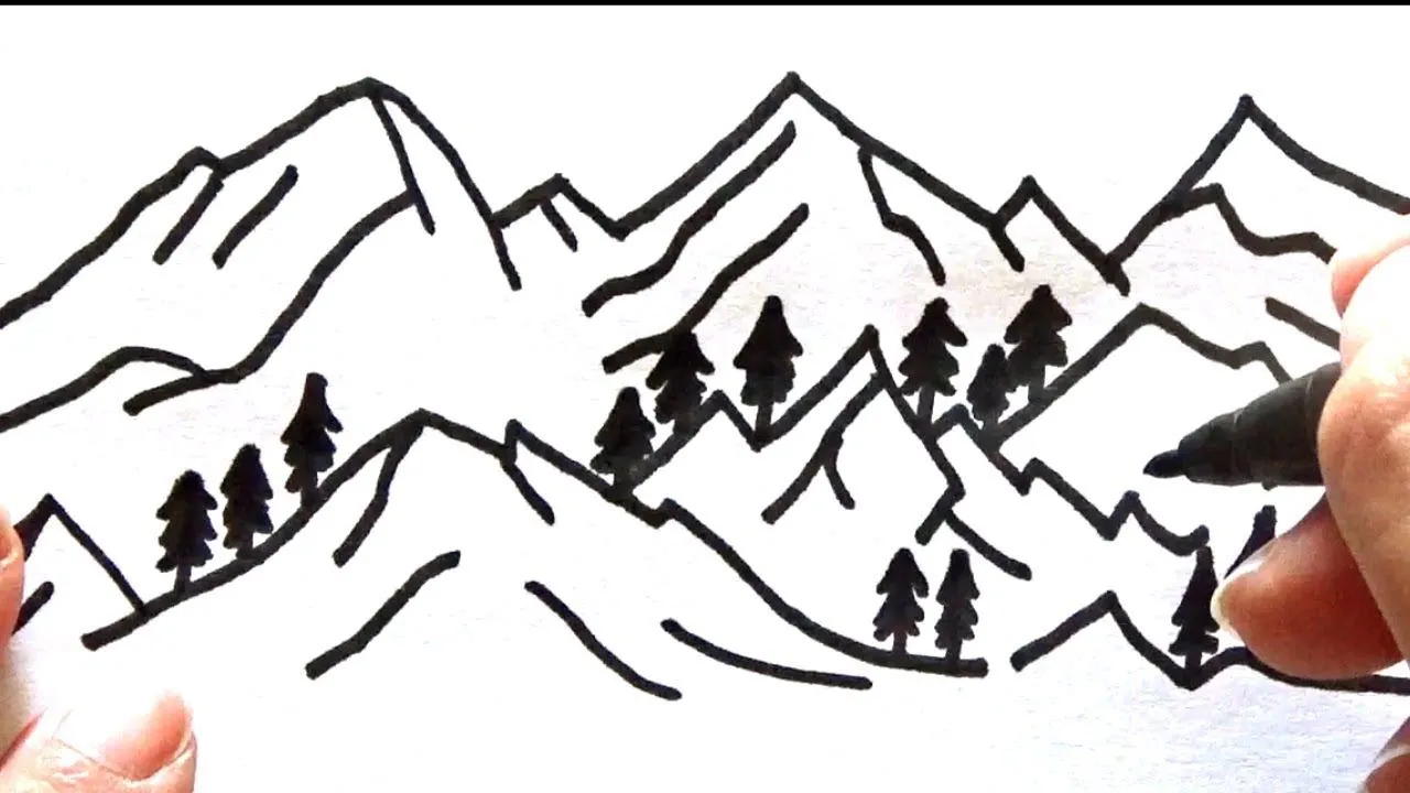 Como dibujar una montaña (paso a paso) - Dibujo de unas montañas - YouTube