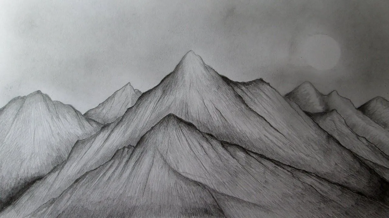 Cómo dibujar montañas realistas a lápiz paso a paso, aprender a dibujar  paisajes - YouTube