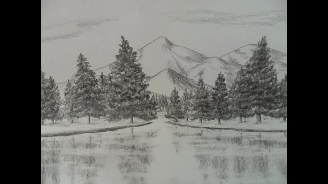 Como Dibujar un Paisaje a Lápiz, paso a paso: Agua, Árboles(pinos ... Como Dibujar un Paisaje a Lápiz, paso a paso: Agua, Árboles(pinos ...