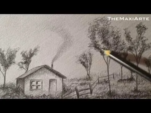 Cómo dibujar paisaje a lápiz paso a paso FÁCIL HD - YouTube