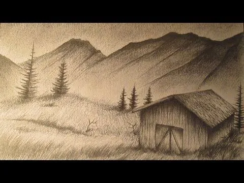 Cómo dibujar un paisaje realista a lápiz paso a paso - YouTube