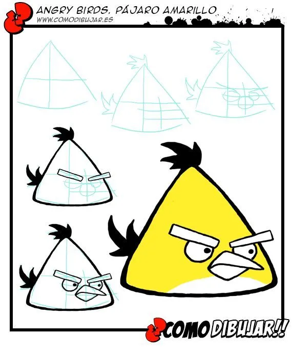 Como dibujar al pájaro amarillo de Angry Birds: http://www ...