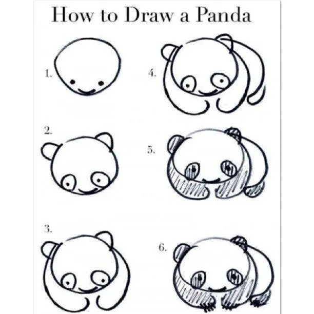 Como dibujar un panda en sencillos pasos | Drawings | Pinterest