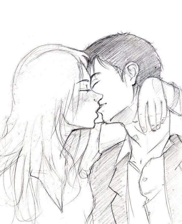 Como dibujar una pareja anime besandose - Imagui