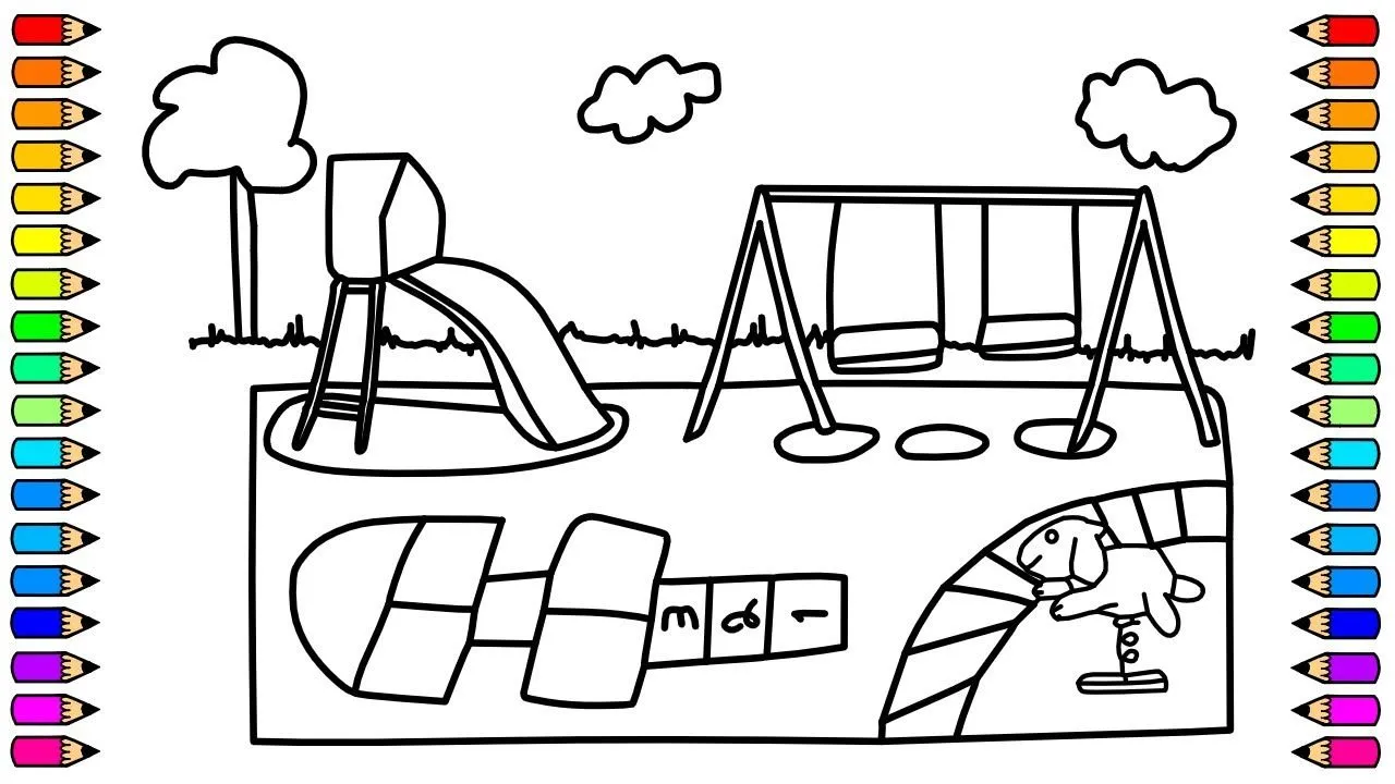 Cómo dibujar un Parque de Niños / Dibuja y colorea un Parque Infantil / How  to draw a Park - YouTube