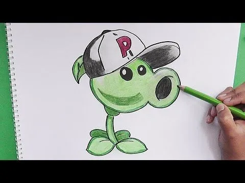 Cómo dibujar un Peashooter Plants vs Zombies