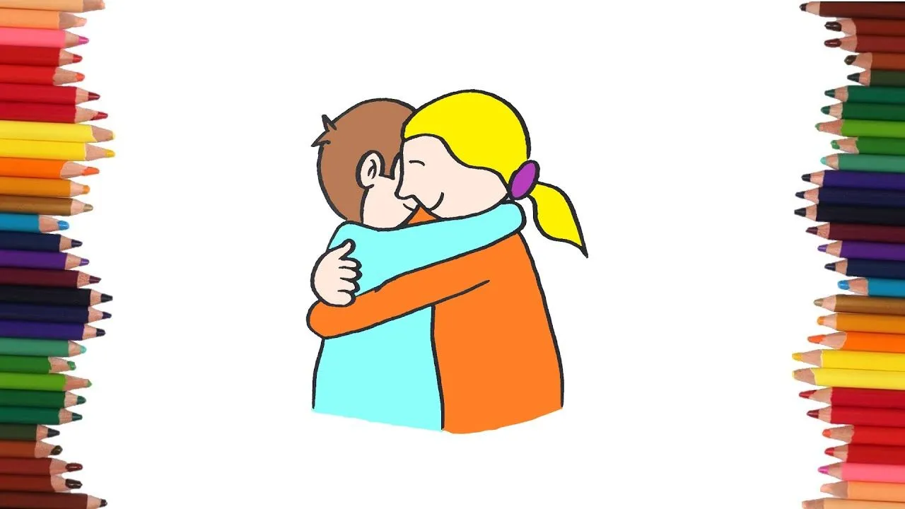 como dibujar dos personas abrazandose | Dibujos faciles - YouTube