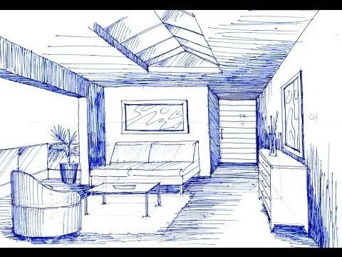 Como dibujar en perspectiva un espacio con 1 punto de fuga - YouTube