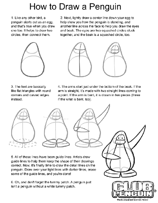como dibujar un pinguino | Trucos De Club Penguin