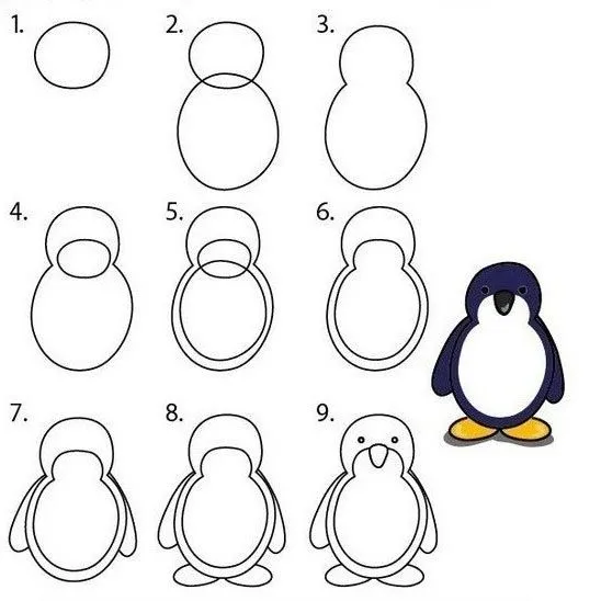 Cómo dibujar pingüinos