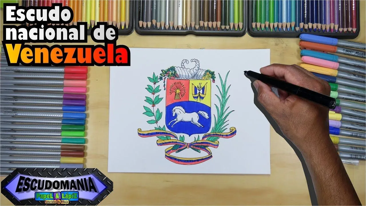 Cómo dibujar y pintar el escudo Nacional de Venezuela - YouTube