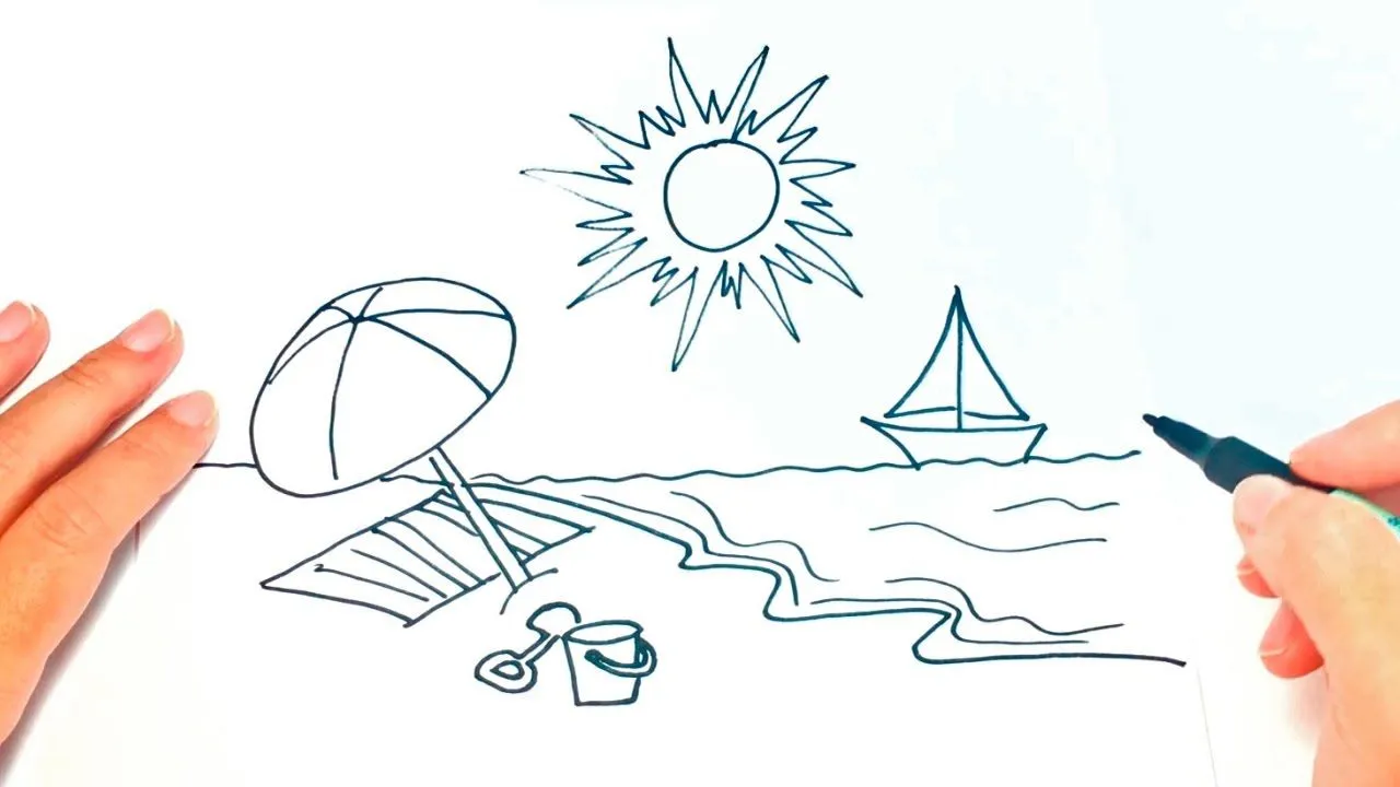 Cómo dibujar un Playa para niños | Dibujo de Playa paso a paso - YouTube