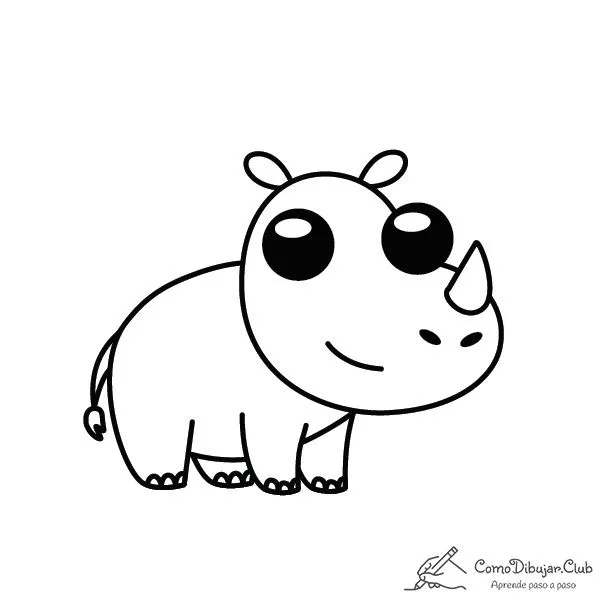 Cómo dibujar un Rinoceronte Kawaii ✍ | COMODIBUJAR.CLUB