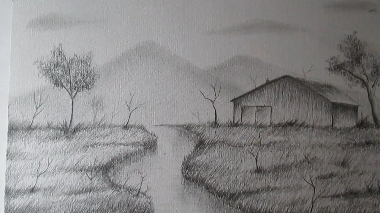 Cómo dibujar un sencillo paisaje a lápiz paso a paso, BIEN ...