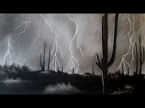 Cómo dibujar una tomenta eléctrica de noche en el desierto, cómo ...