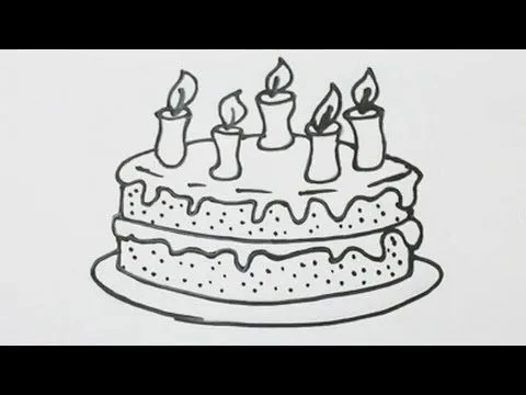 Como dibujar una torta de cumpleaños - YouTube