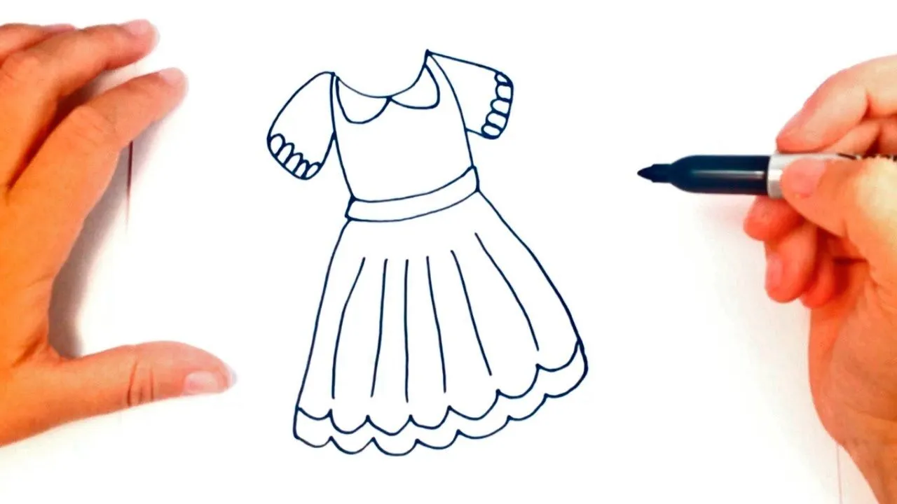 Como dibujar un Vestido paso a paso | Dibujo fácil de un Vestido - YouTube
