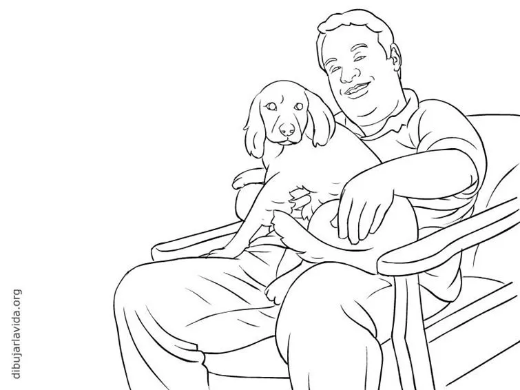 El hombre y su perro – Dibujo simplificado para copiar | Dibujar ...
