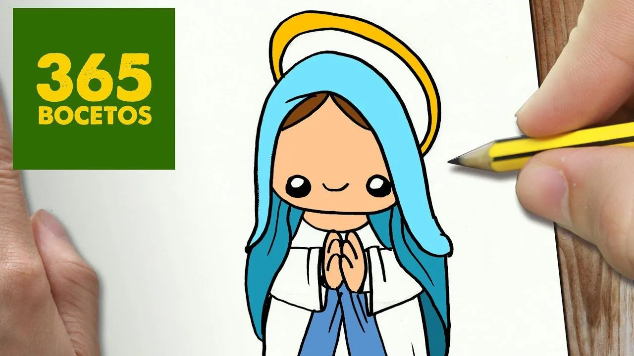 COMO DIBUJAR VIRGEN MARIA PARA NAVIDAD PASO A PASO: Dibujos kawaii  navideños - draw Virgin Mary - YouTube