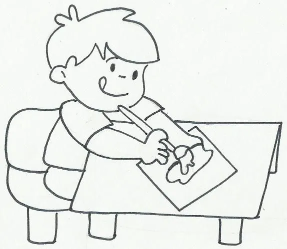 Dibujos para pintar de niños escribiendo - Imagui