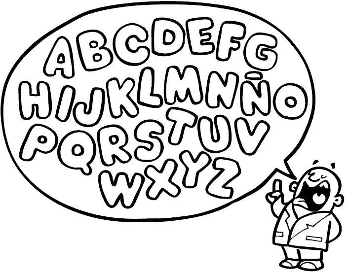 Dibujo del abecedario para imprimir y colorear. Dibujos de letras
