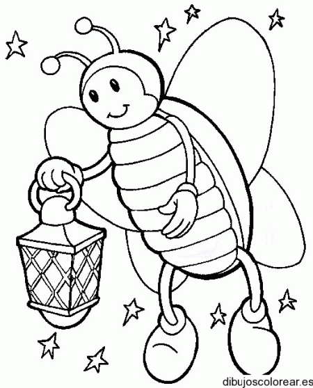 Dibujo de una abeja y un farol | Dibujos para Colorear