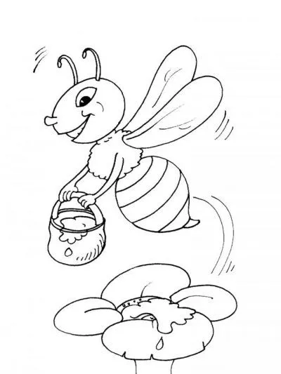 Dibujo de Abeja con miel. Dibujo para colorear de Abeja con miel ...