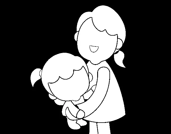 Dibujo de Abrazo con mamá para Colorear - Dibujos.net