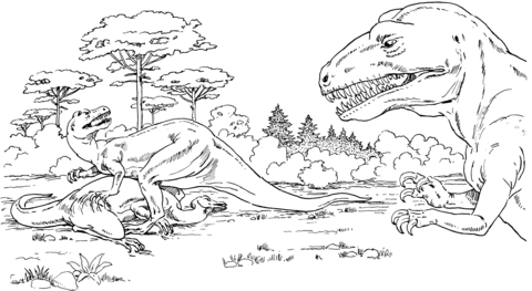 Dibujo de Alosaurio Con Camptosaurio Muerto para colorear ...