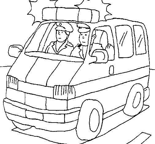 Dibujo de Ambulancia en servicio para Colorear - Dibujos.net