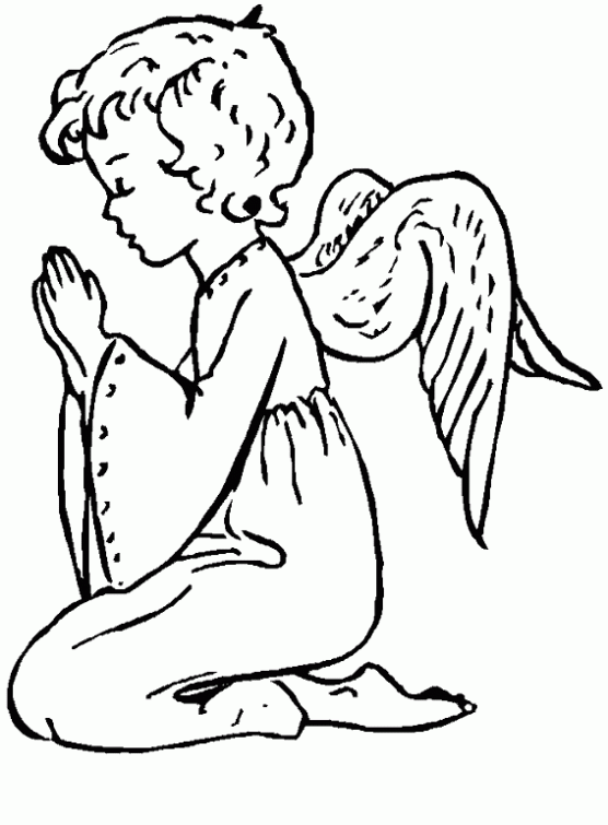 Dibujo de Ángel rezando. Dibujo para colorear de Ángel rezando ...