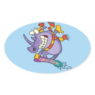 dibujo animado divertido del rinoceronte de la sno calcomania de ...